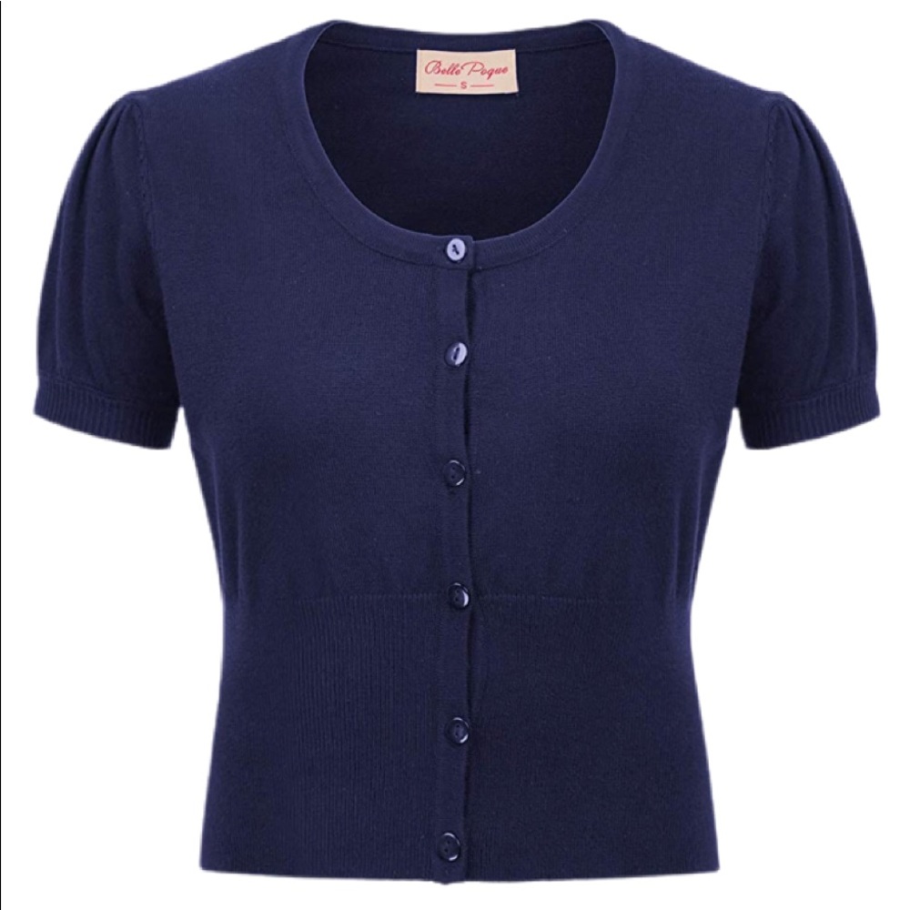 Navy blue short sleeve cardigan- Size Small